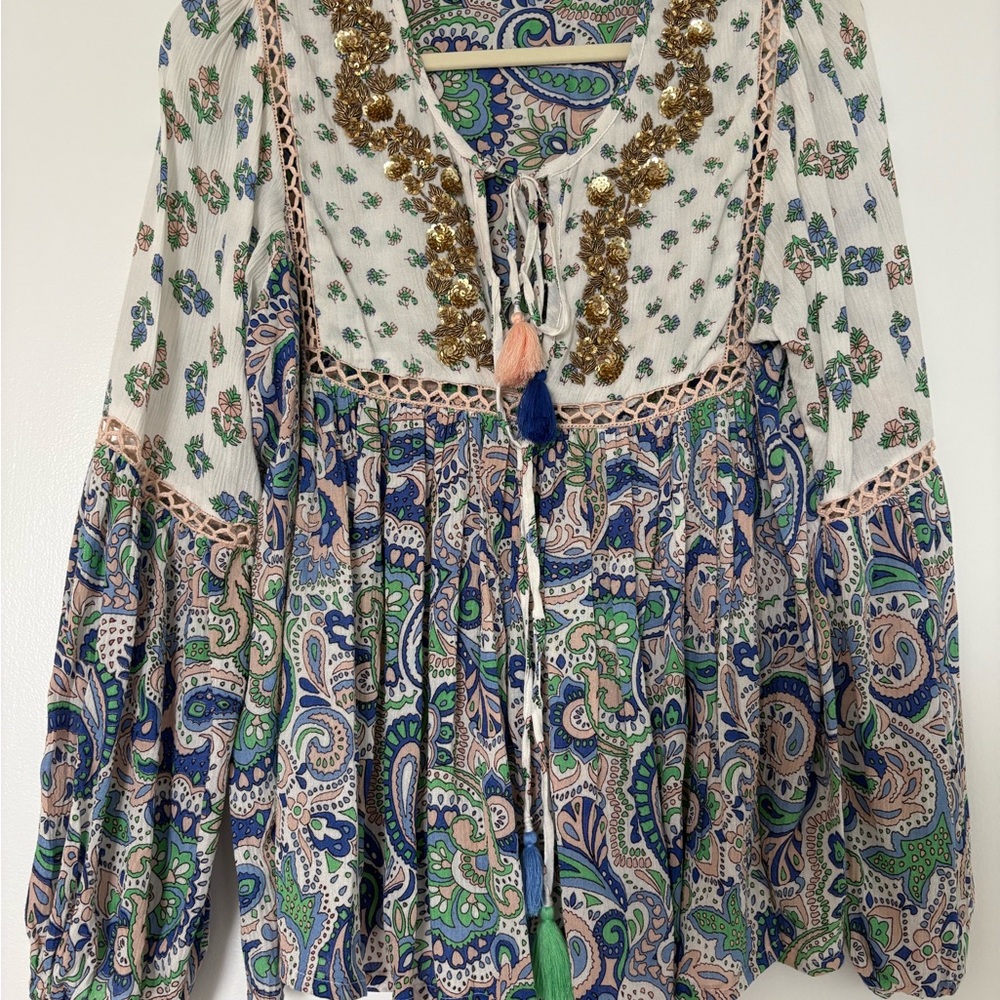 FESTIVAL CHIC!!!Boho Paisley Peasant Top!!!
